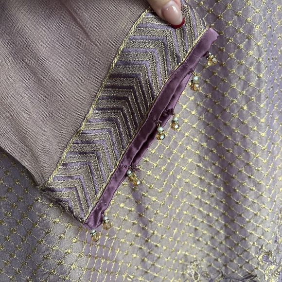 Purple Gold Kameez Mauve with Details Eid Dress Women Kurti - Picture 2 of 7